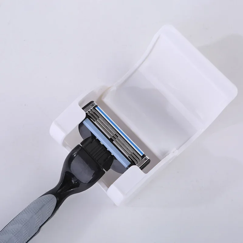 Men Razor Hanger Shaver Holder Storage Bathroom Accessories Plastic White Free Punch HookWall Suction Cup Brush Blade Holder