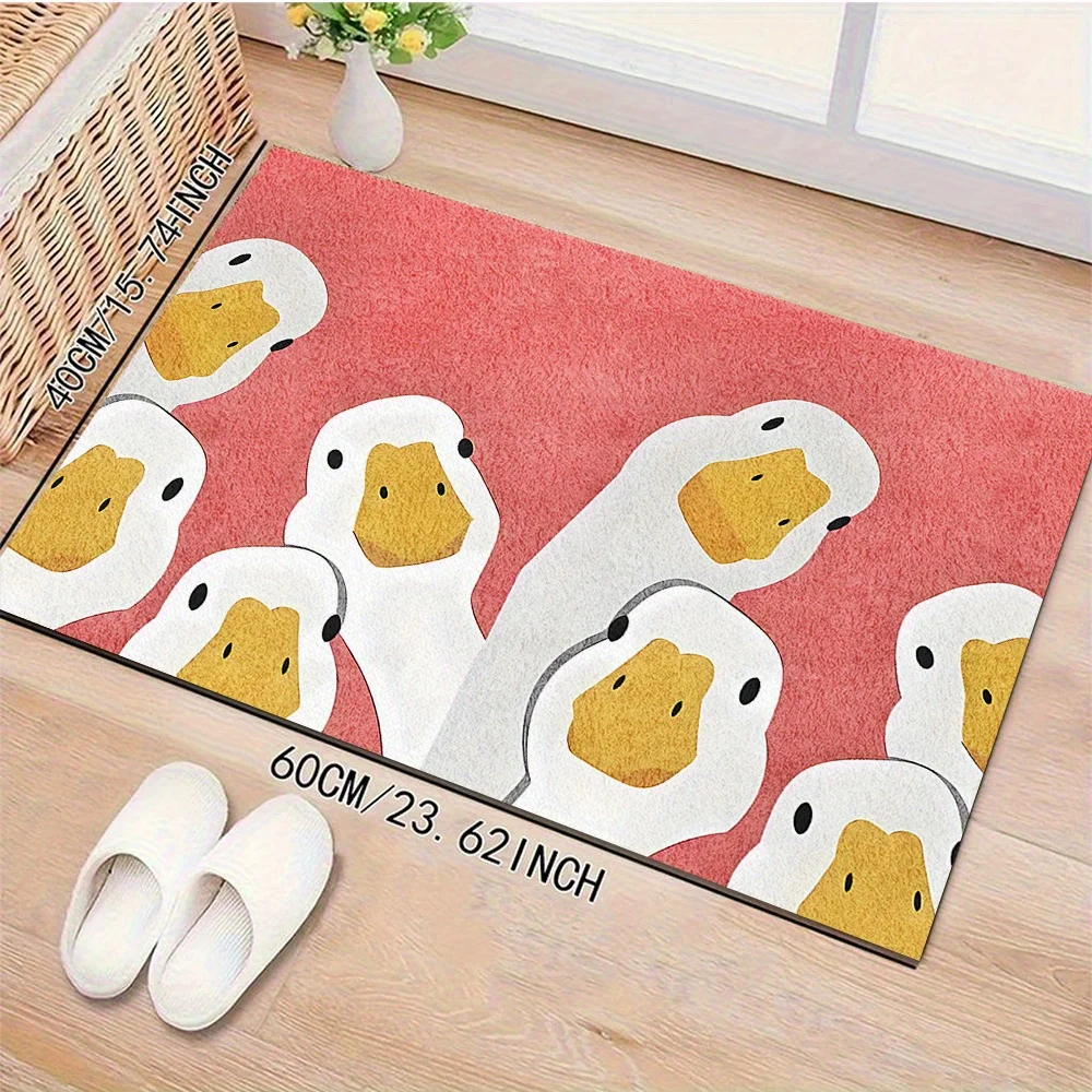 VIKAMA Cartoon-Enten-Druck, Outdoor-Bodenmatte, weich, maschinenwaschbar, rechteckig, Fußmatte für Deck, Veranda, Eingangsbereich, Heimdekoration