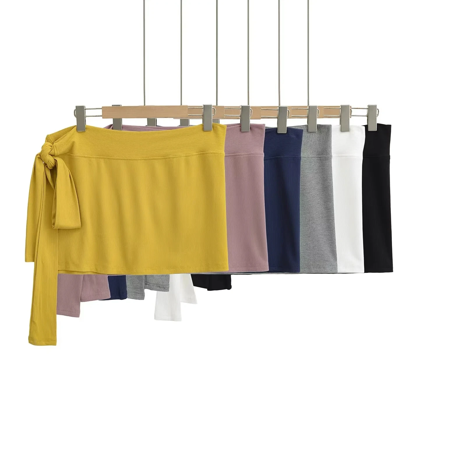 

Summer New Sle Women's Casual Belted Straight Leg Skirt Two-Piece Set Commute Slim Fit Pure Color Other Material Skirt