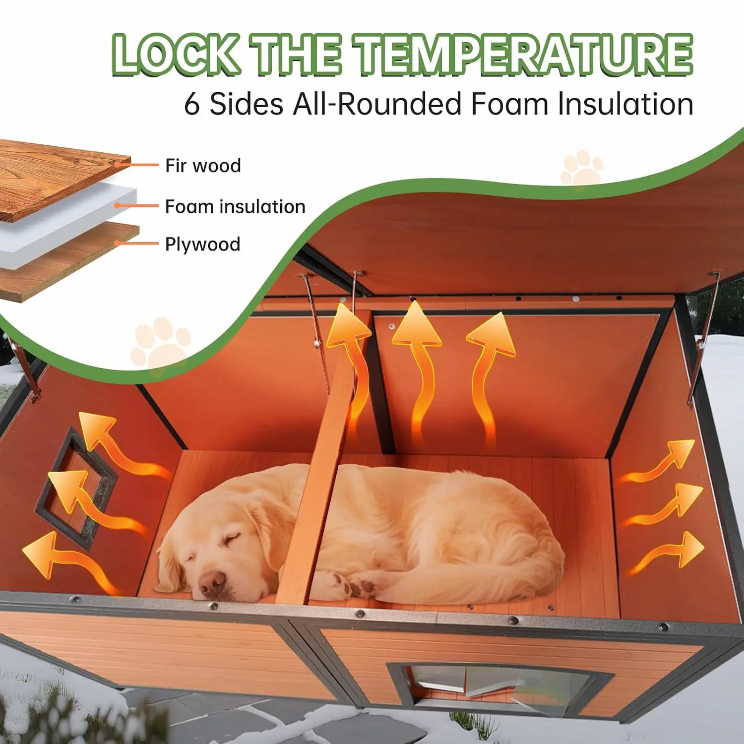 Extra Large Insulated Outdoor Dog House Weatherproof Chew-Proof Metal Frame, Customized