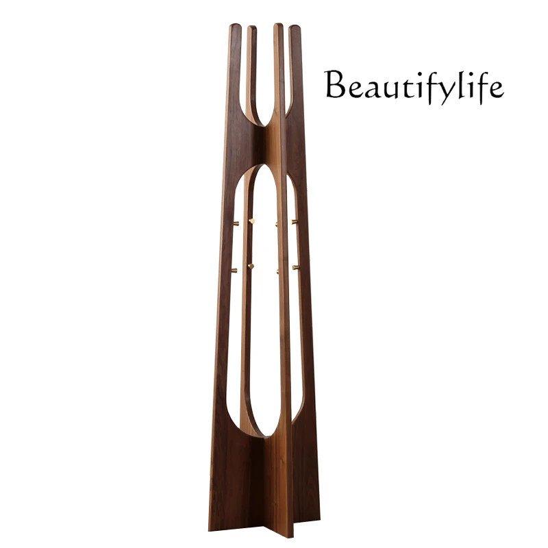 

Black walnut floor-to-ceiling coat rack Nordic solid wood corner hanger Multifunctional creative hanger