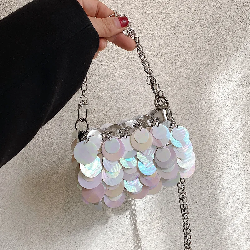 

Women Small Bag 2024 Sequins Crossbody Square Bag Fashion Key Lipstick Handbags Ladies Chain Purse Shopping Bags