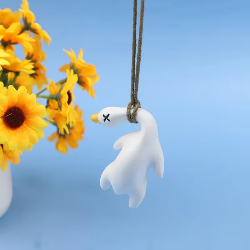 Swing Goose Car Pendant Funny Swing Duck Car Hanging Ornament Car Rear View Fragrance Decoration Accessories
