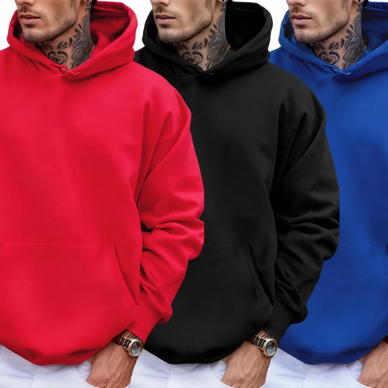 

Осенний мягкий однотонный свитшот, уличный удобный спортивный костюм, флисовые толстовки с карманами, мужская базовая теплая уличная одежда, повседневная свободная одежда унисекс