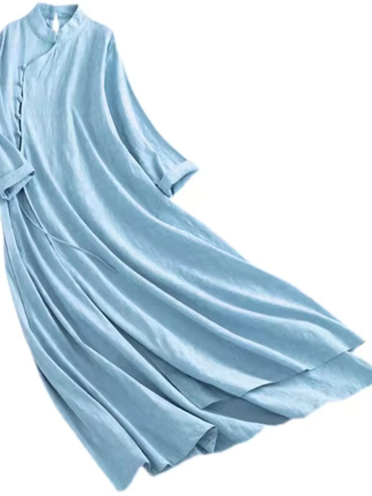 Novo chinês sle dupla camada de algodão linho dr zen espírito botão design primavera outono feminino artístico retro dr