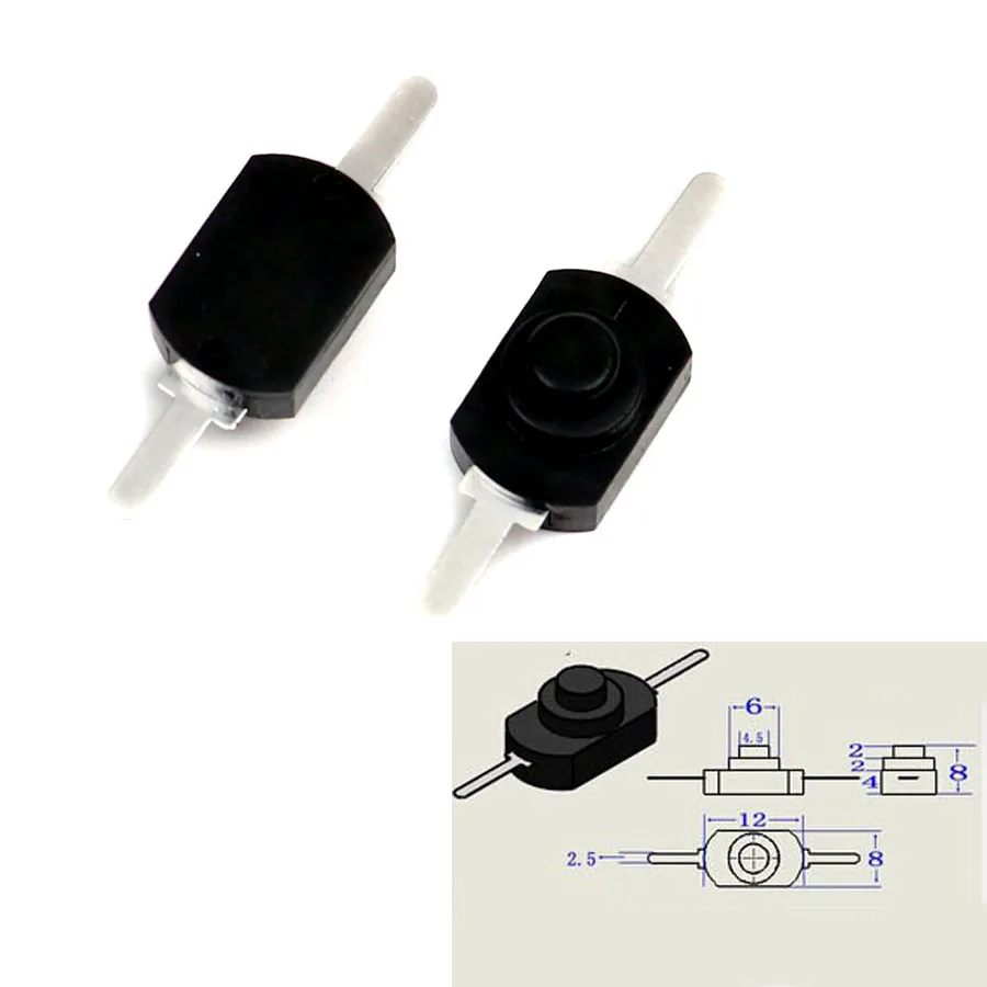 10-Pack DC 2-Pin Black Push Button Switch – 12x12x9.4mm On-Off Momentary Switch For Flashlights, Torches, And Small Electronics