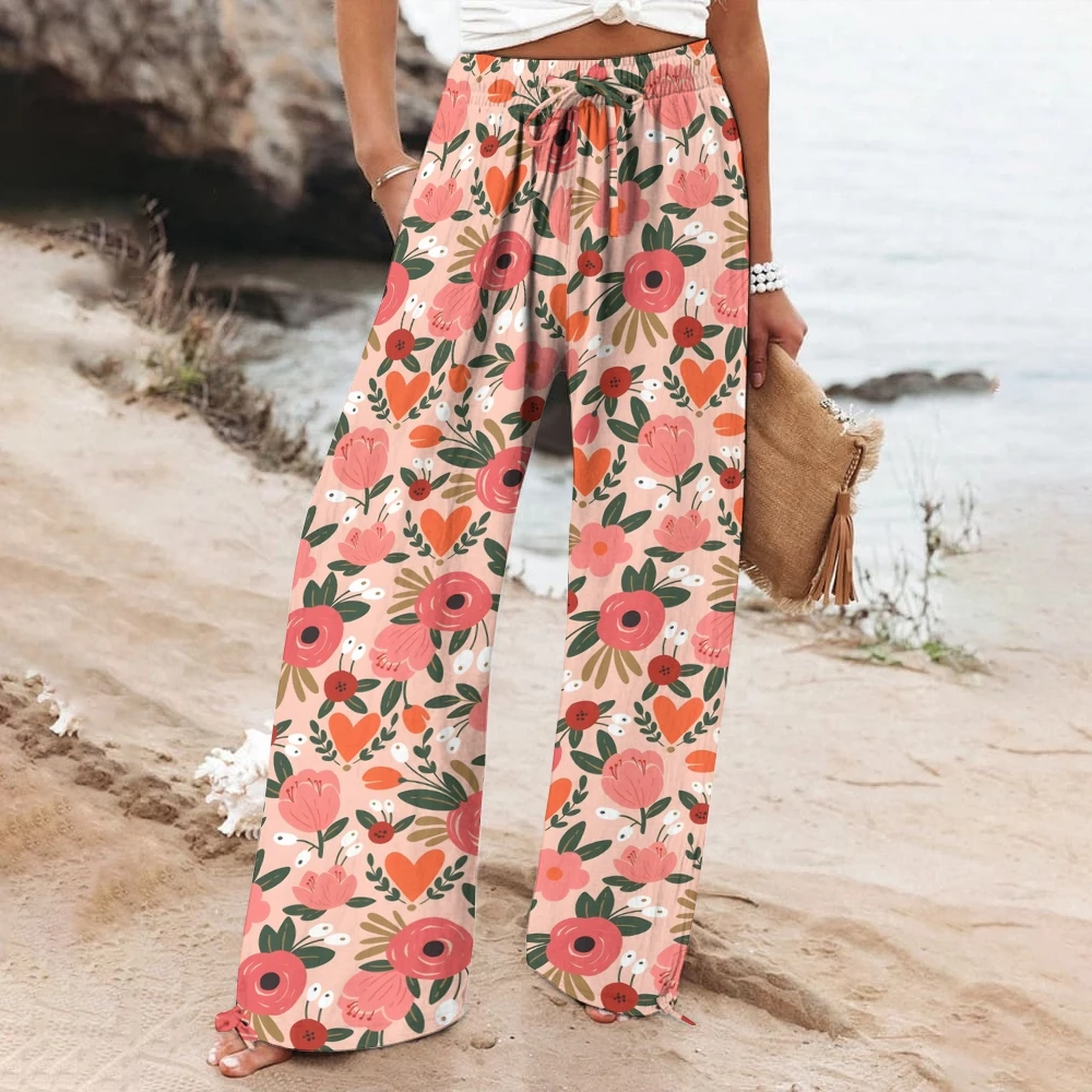 Women's Luxury 2025 New Straight Casual Pants Outfits Beach High Waist Pants Cotton Loose Bottom Streetwear Wide Leg Pants