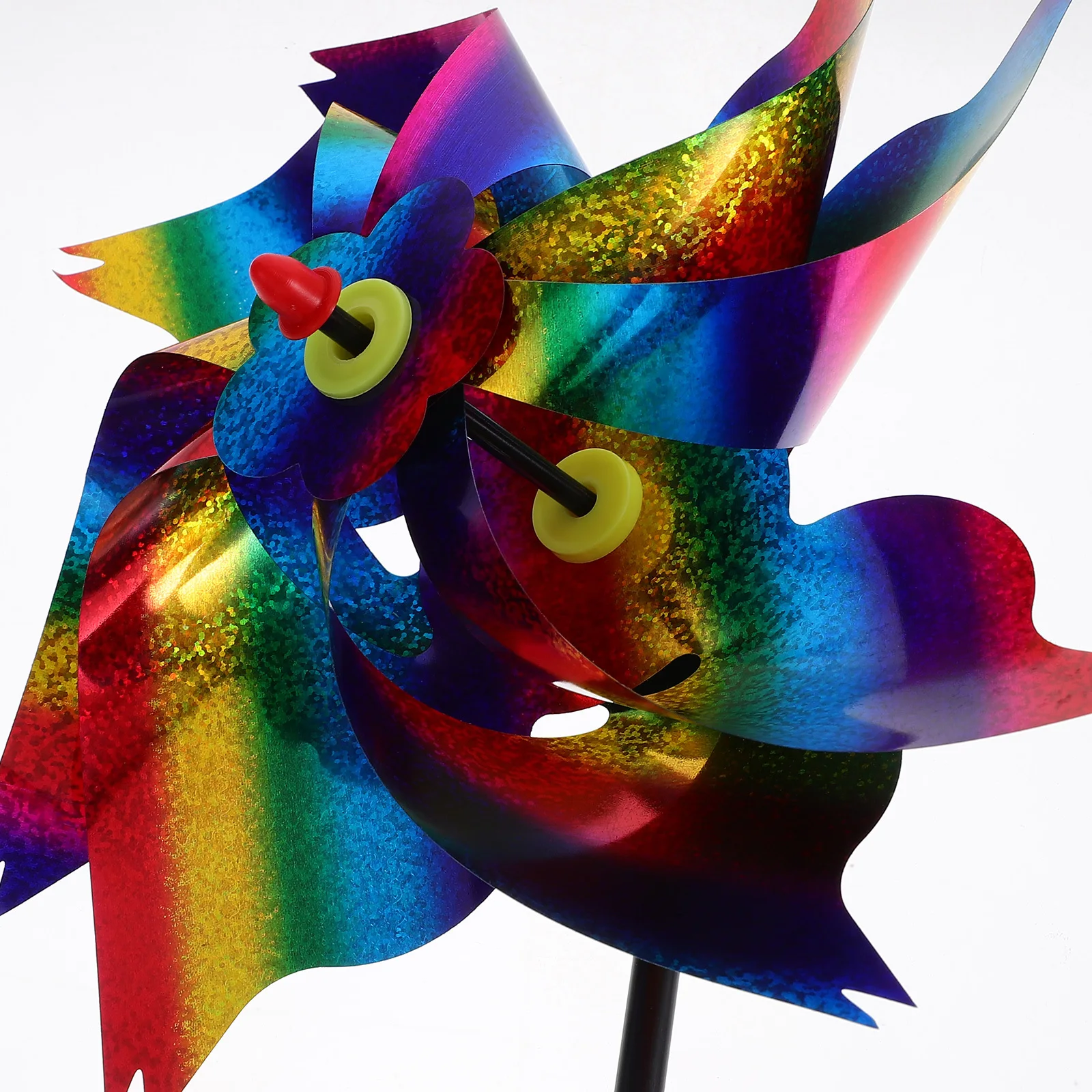 

4Pcs Wind Spinners Plastic Yard Pinwheels Outdoor Garden Decor Reflective Rotating Lawn Ornament Bird Repellent