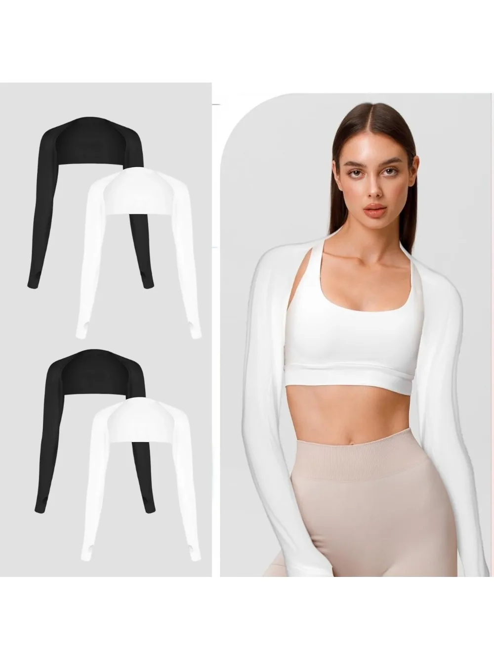 AliExpress NONE 1/2pcs Cooling Sun Sleeves, UPF 50+ Arm Covers, Ice Silk Fabric with Shawl Cuff Design for Running, Cycling, Outdoor Protection