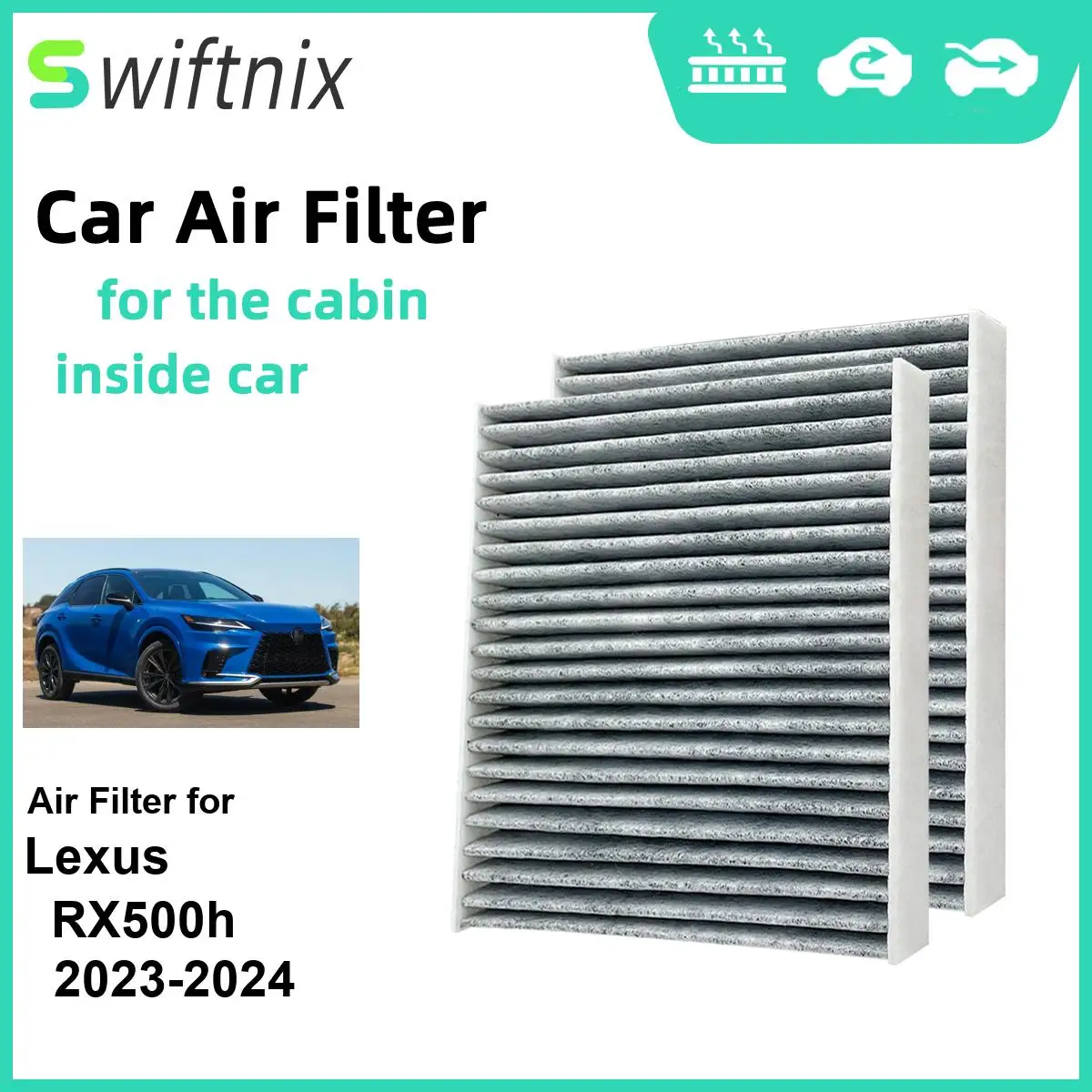 2PCS Activated Air Filter Calm Carbon Fiilter Cabin for Lexus RX500h 2023-2024 CF12157 87139-0E040 87139-0R030 97139-58010