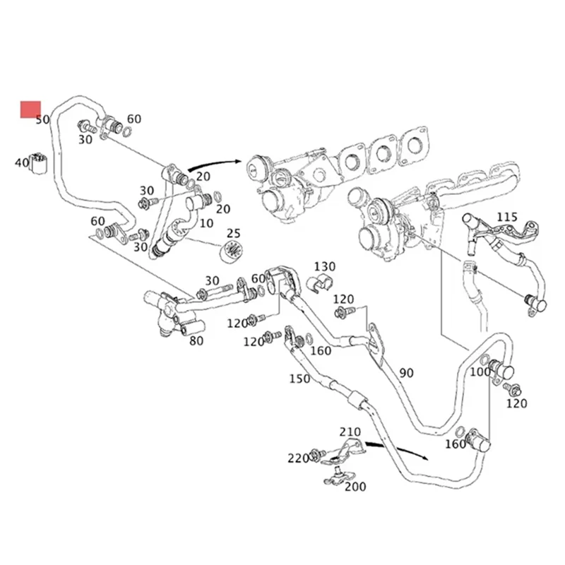 

Car Engine Turbocharger Radiator Water Pipe 2782000851 A2782000851 For CLS/S /E Class ML M278 Engine