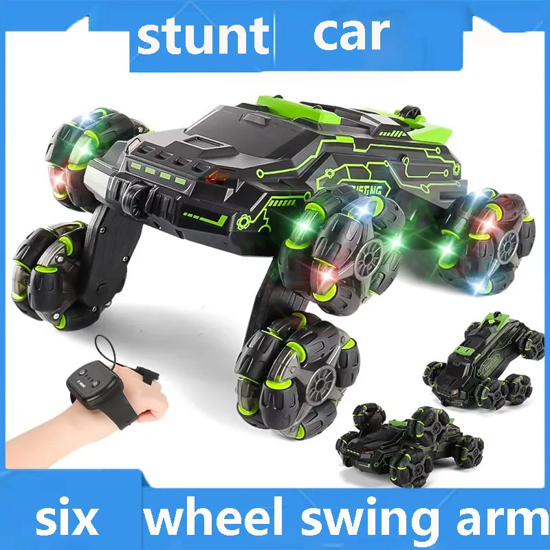 Children's toy six-wheel swing arm drift stunt car charging climbing double-sided gesture sensing remote control