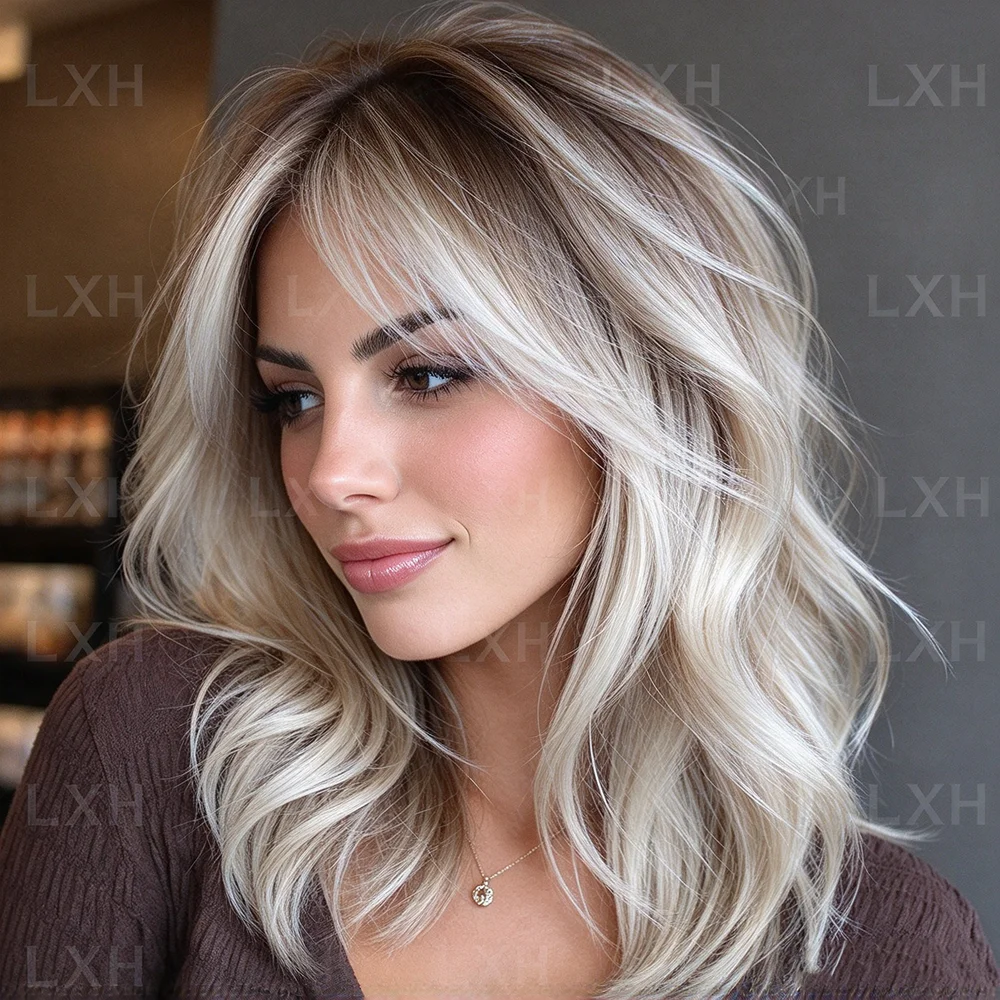 14 Inch 100% Human Hair Highlight Blond Wig Glueless 13x4 Lace Front with Baby Hair Pre-Plucked Natural Looking Hair Extension