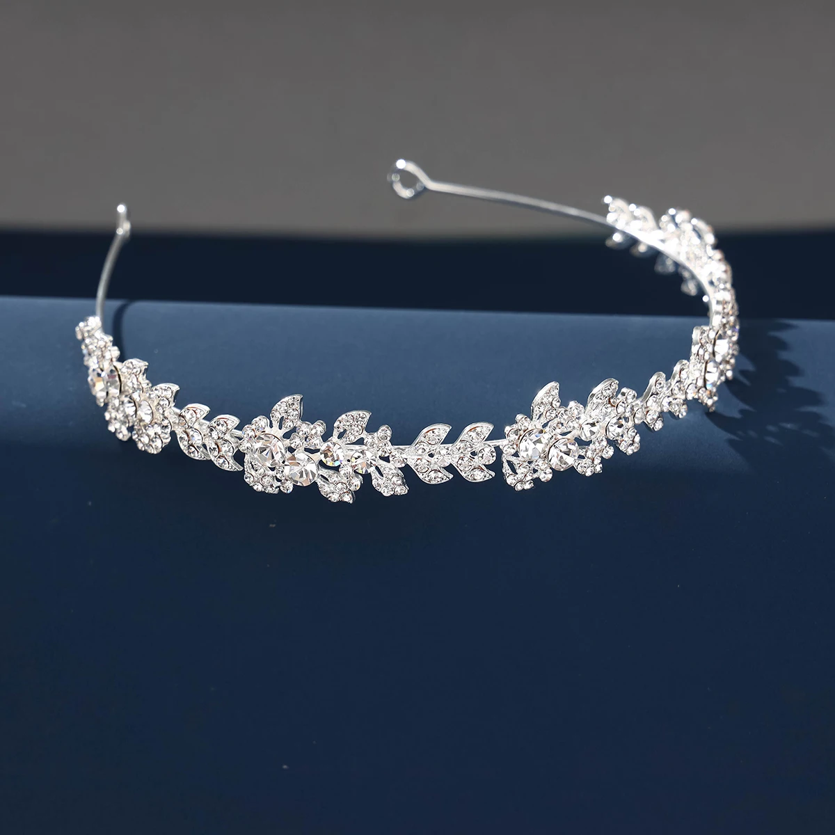 Luxe Zilveren Kristal Druppel Bruids Sieraden Strass Hoofddeksel Bruiloft Kroon