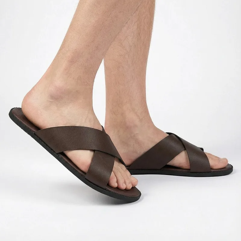 

Новые мужские повседневные сандалии для дома и улицы, нескользящие, износостойкие, легкие, стильные мужские тапочки.