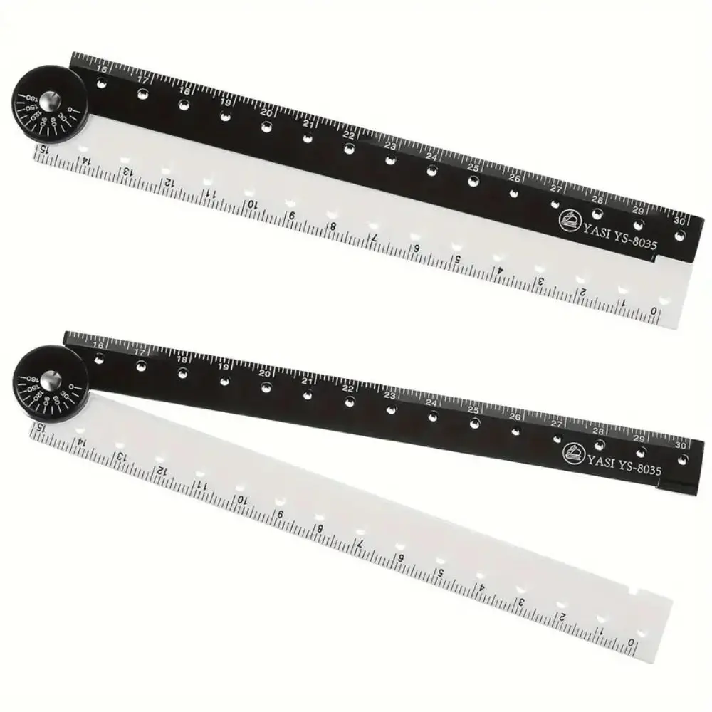 Simple Black And White Folding Ruler Drawing Plastic Straight Ruler Measuring Multifunctional Scale Ruler Stationery