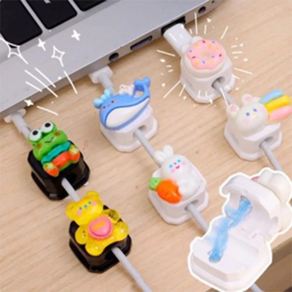 Creative ABS Desktop Cable Organizer Reusable Portable Cute Data Cable Holder Self-adhesive Multipurpose Charging Cable Clip