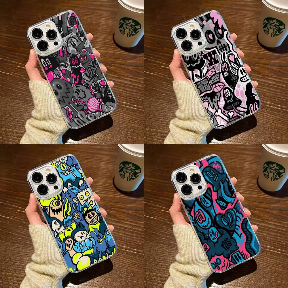 

Little Monster Graffiti Phone Case For iPhone17,16,15,14,13,12,11 Plus,Pro Max Soft Transparent Cover