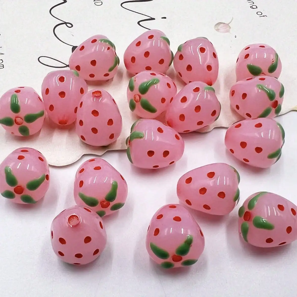 Acrylic Straight Hole Fruit Strawberry Beads for DIY
