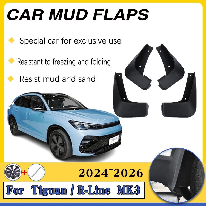 

Car Mud Flap For Volkswagen Tiguan VW Tiguan R-Line 2024 2025 2026 MK3 Car Flap Splas Splash Guard Front Rear Fender Accessories