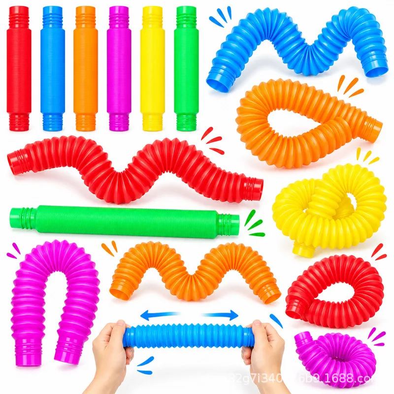 Colorful Telescopic Tubes Fidget Toy Plastic Sensory Pop Stress Relief For Adults And Kids Decompression Fun Gift Idea