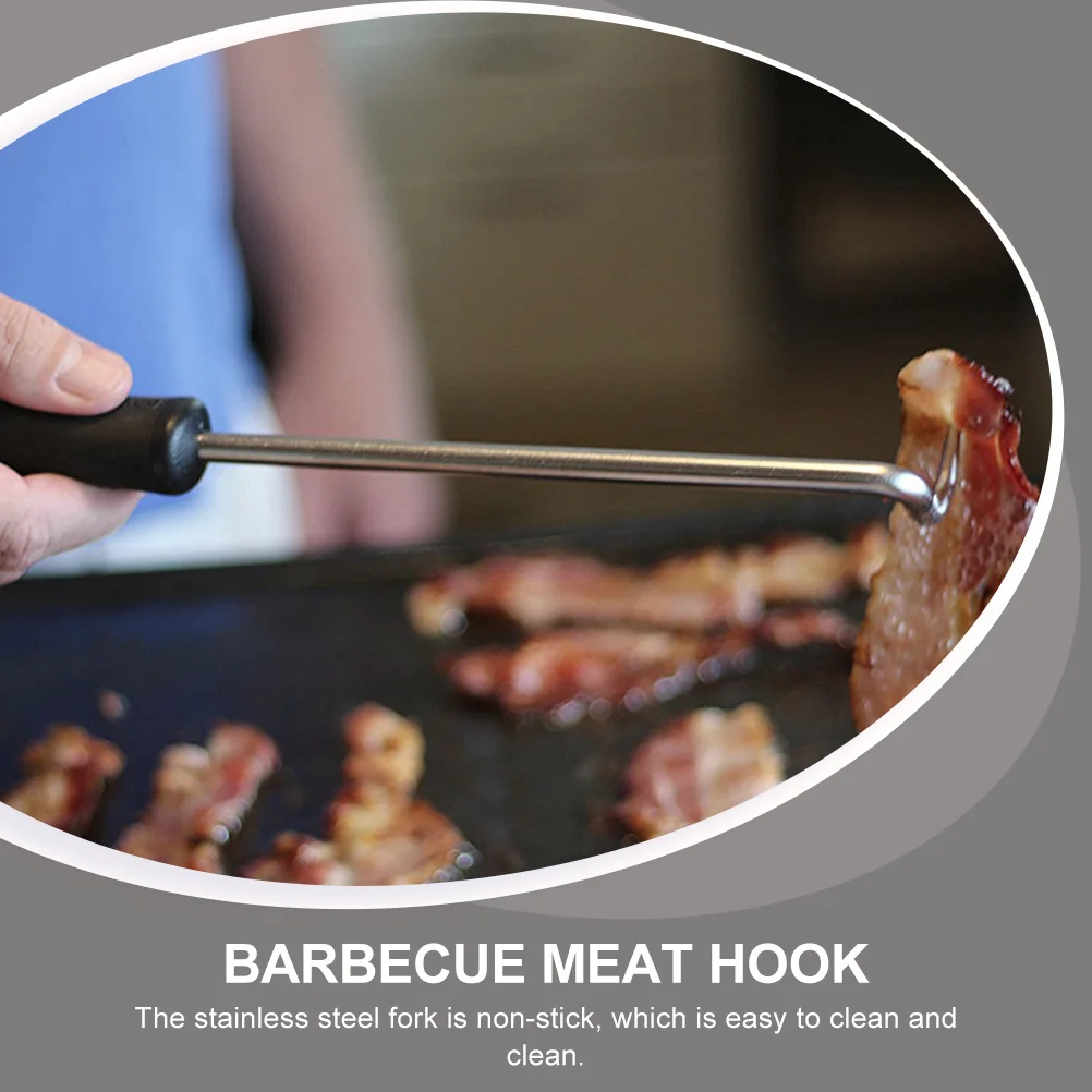 

1pc Barbecue Meat Hook Stainless Steel Non-Stick Easy Clean Lightweight Portable Outdoor Camping Grill Tool Kitchen Gadget Bbq