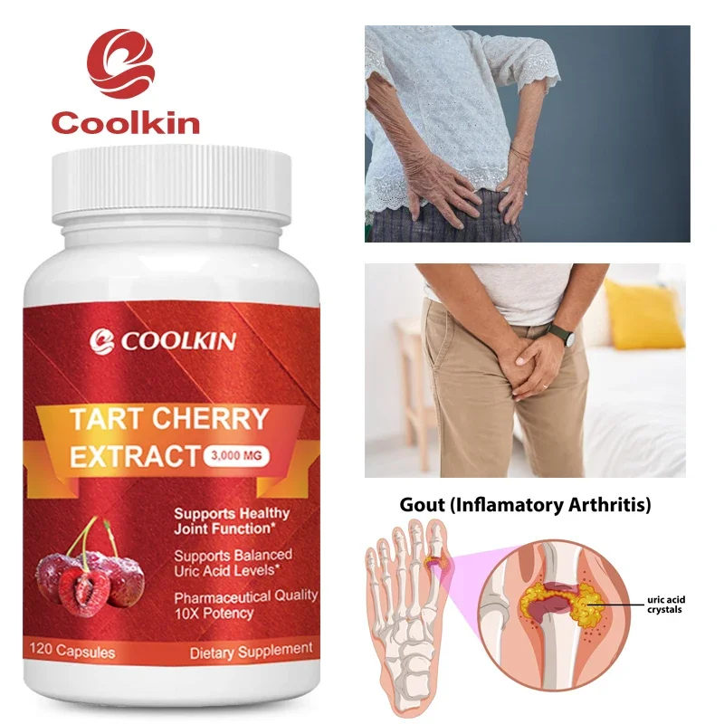 Tart Cherry Extract 3000 Mg -  Support Uric Acid Cleanse, Antioxidant, for Joint Health and Recovery Supplements