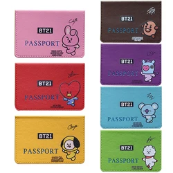 BT21 PU porta passaporto porta carte di credito COOKY porta carte di credito custodia protettiva per passaporto da viaggio accessori da viaggio regali di natale