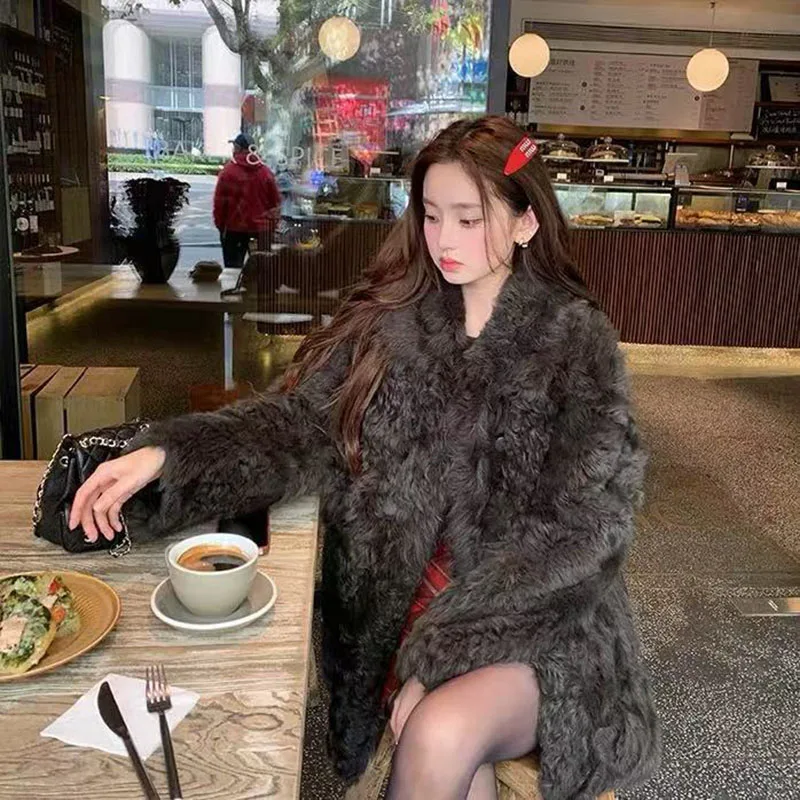 2025 autumn and winter new environmentally friendly fur medium long thick warm fashion small fragrant plush coat