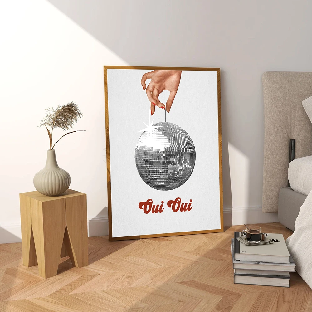 Disco Ball Prints Retro Gallery Wall Art Canvas Painting Trendy 70s Vintage French Poster Preppy Room Decor Wall Pictures