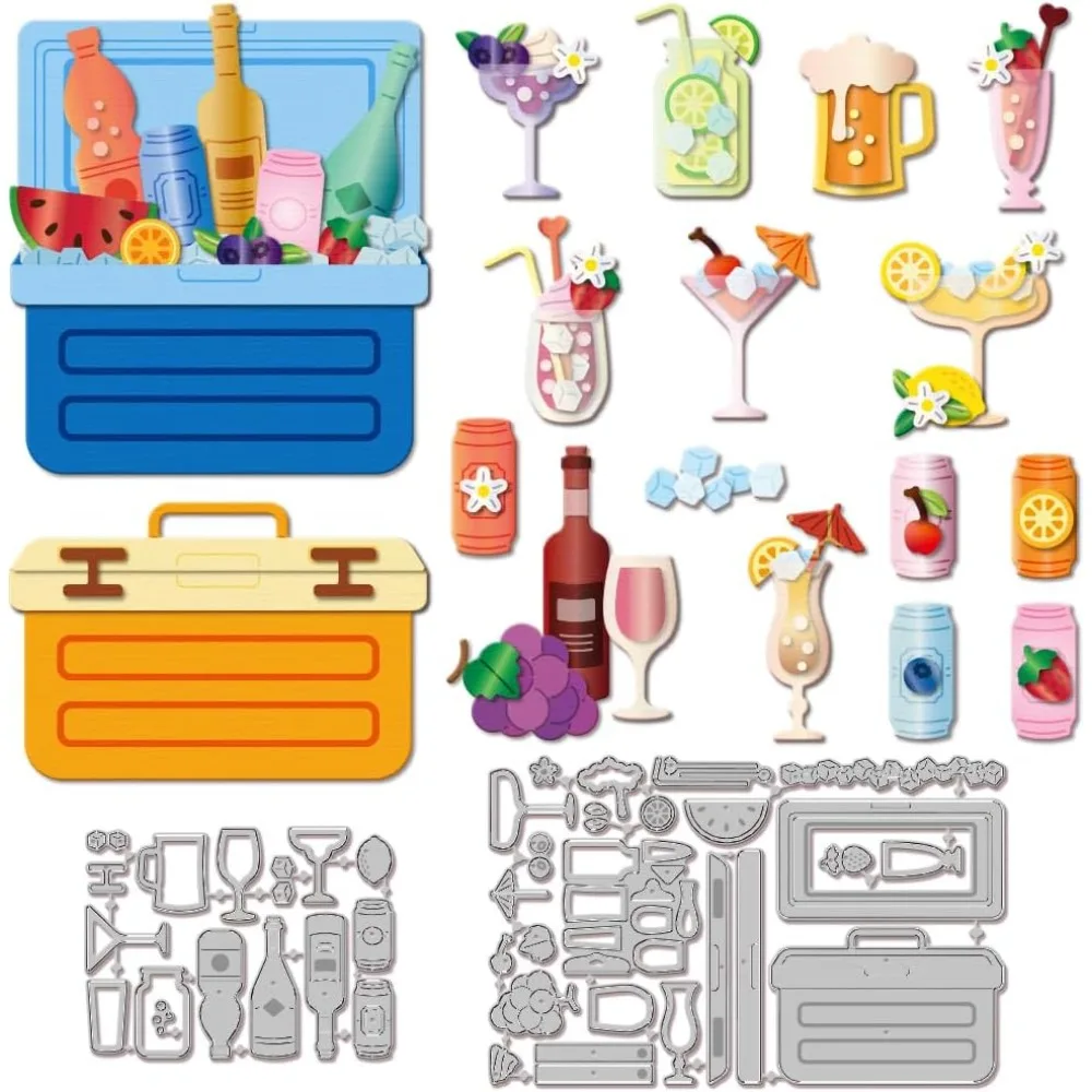 Schablonen aus Kohlenstoffstahl mit Getränke-Motiv für DIY-Scrapbooking, Fotoalbum, dekorative Prägung, Papierkarten