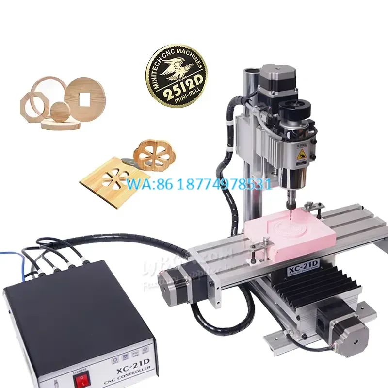 Wmwmnu for LY XLNT-21D CNC Router with Circular Rail Cross Column 300W Spindle Engraving USB Port Milling