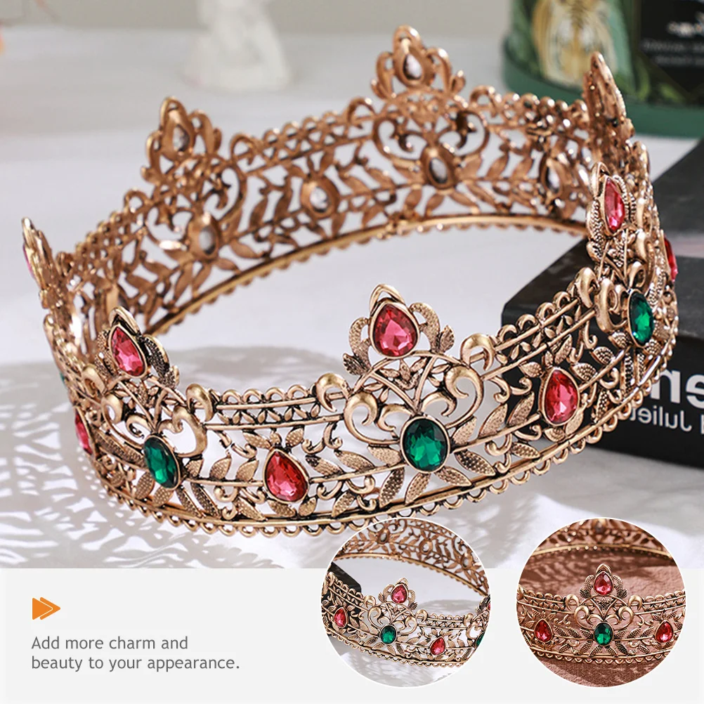 Gothic Crown For Men King Cosplay Costume Accessory Golden Retro Wedding Party Prom Jewelry Vintage Headpiece