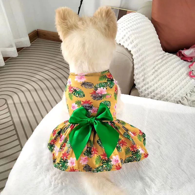 Pet Hawaiian style Supplies Dog Flower Princess Dress Kitty Teddy Pet Clothes Cute Dog Skirt Summer Dress Pet Hawaii Accessories