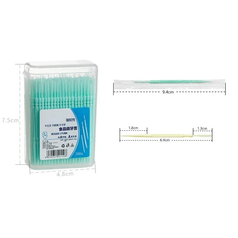 Interdental Silicone Brushes 200 Units Dental Toothpicks Brush Between Teeth Silicone Toothpicks With Thread Oral Cleaning Tools