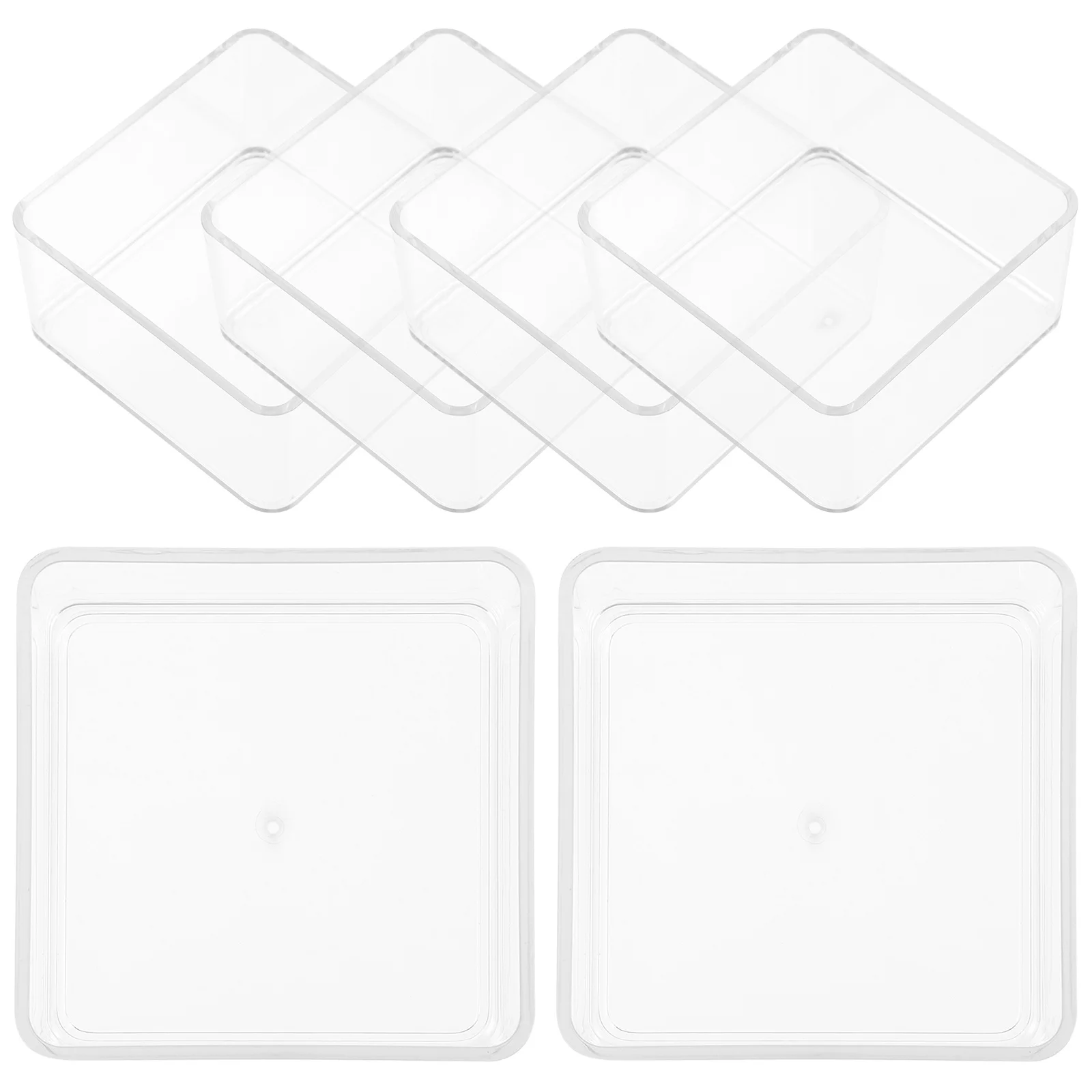 

6Pcs Clear Drawer Organizers Plastic Storage Box for Snacks Stationery Cosmetics Cabinet Organization Clear Drawer Organizers