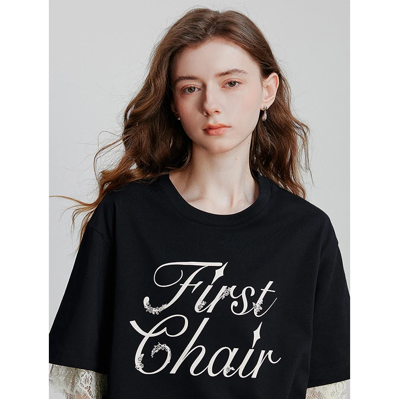 TOYOUTH Dames T-shirt met korte mouwen 2025, lente nieuwe tops 8521002