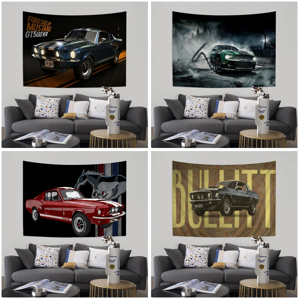 

Mustang Car Logo Chart Tapestry Bohemian Wall Tapestries Mandala Wall Art Decor