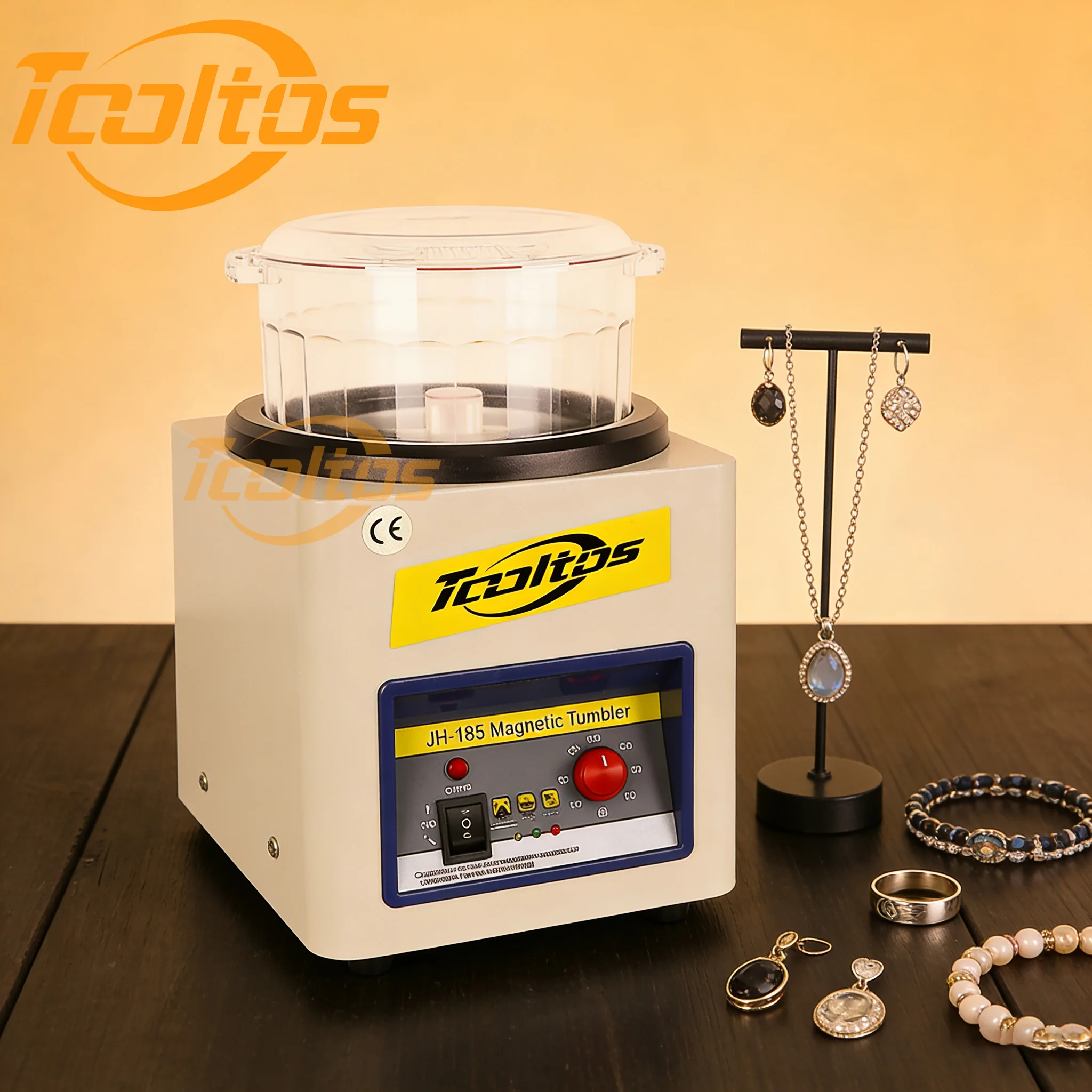 TOOLTOS JH-185 Magnetic Tumbler 180mm Jewelry Polishing Machine for Gold Silver Deburring Finishing Tool