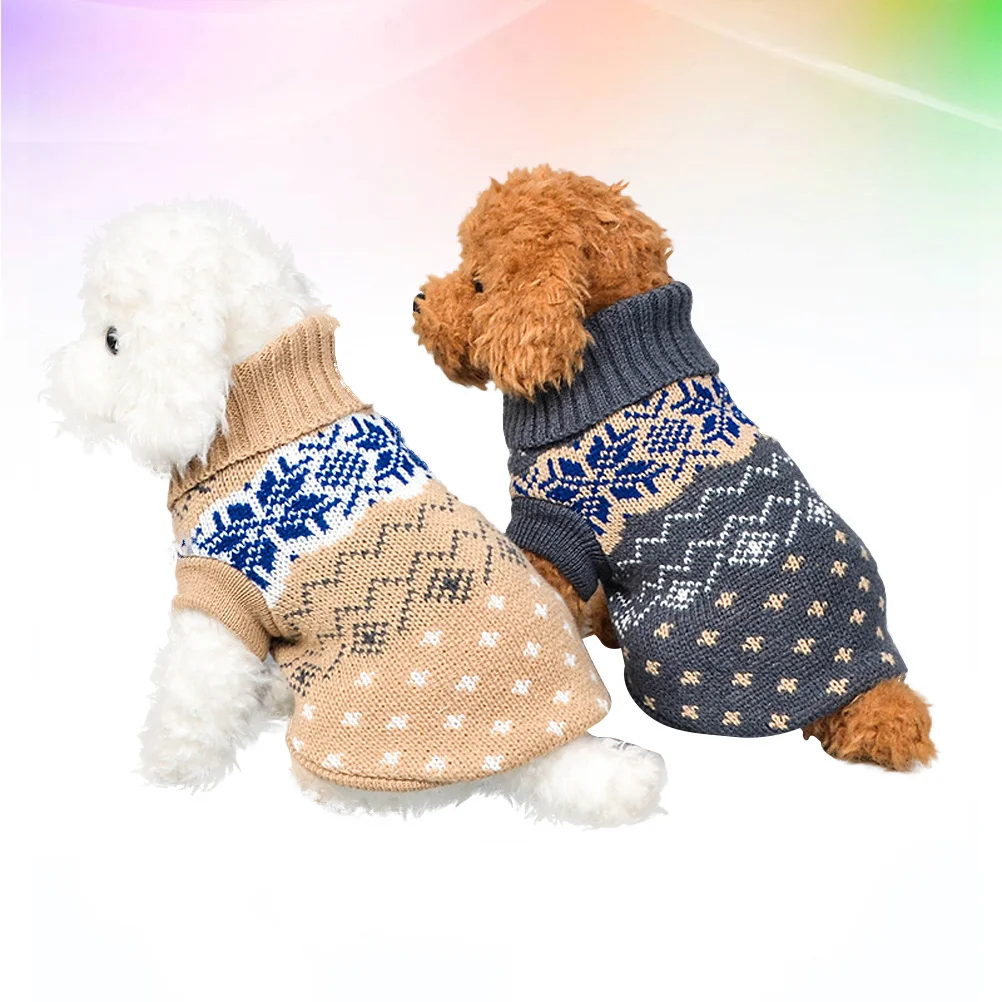 

2Pcs Pet Sweater for Dogs Winter Warm Clothing Fashionable Dog Clothes Thick Knit Puppy Outfit Daily Wear Sleep Photo