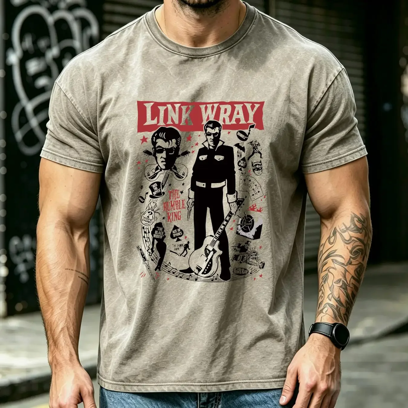 washed T Shirt New The Rumble King Link Wray  White S 5XL UT1056 vintage Washed Comfortable homme Slightly Casual Stylish