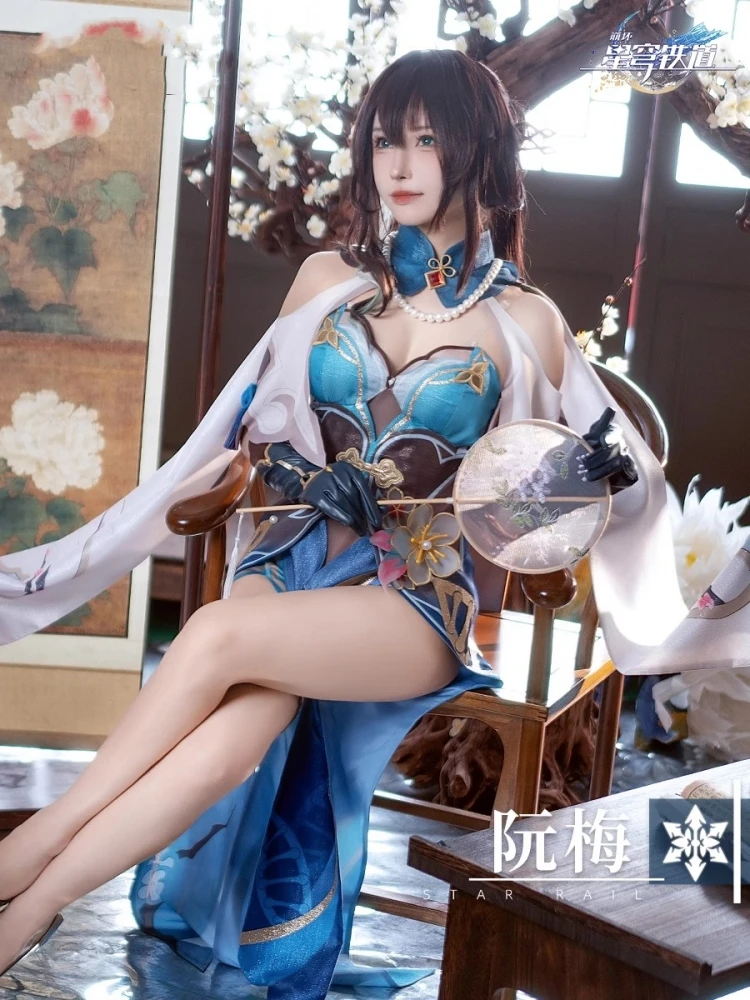 

Stock Game Honkai: Star Rail Doujin Ruan Mel Cosplay Costume Women Cheongsam Ruan Mei Cos Dress Carnival Comic-con Party Suit