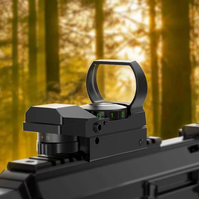 

Green Red Dot Reflex Sight 4 Adjustable Reticles Holographic Optic Sight with 20mm Picatinny Rail Mount for Tactical Hunting