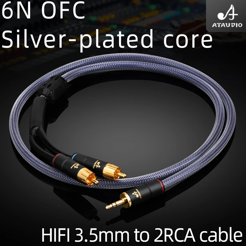 HIFI 3.5mm do 2 RCA stereofoniczny kabel Audio 6N OFC RCA Audio-Cable 3.5 Y Splitter do miksera wzmacniacza