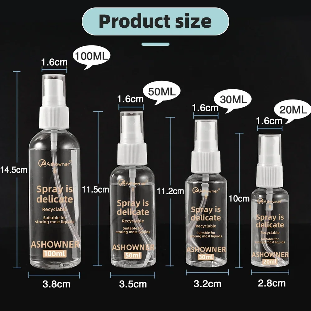 20/30/50/100ml Refillable Bottles Transparent Plastic Perfume Atomizer Mini Empty Spray Bottle Portable Travel Accessories