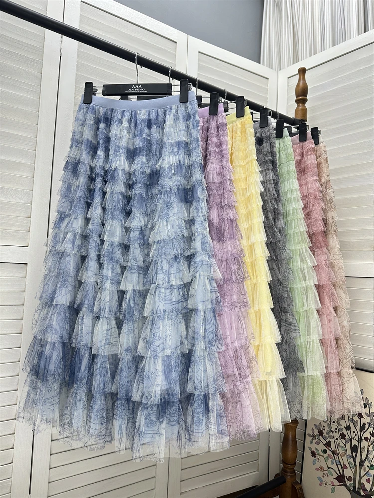

Женская летняя элегантная многослойная юбка-тортик с принтом тай-дай, женская летняя элегантная длинная юбка трапециевидной формы с эластичной резинкой на талии