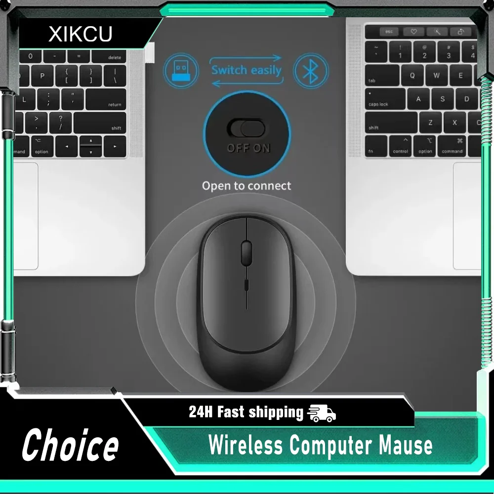 Wireless Mouse Rechargeable Mouse Gamer Dual Modes Bluetooth-compatible 2.4G USB Mute Mice For Laptop Pad Tablet Macbook Mause