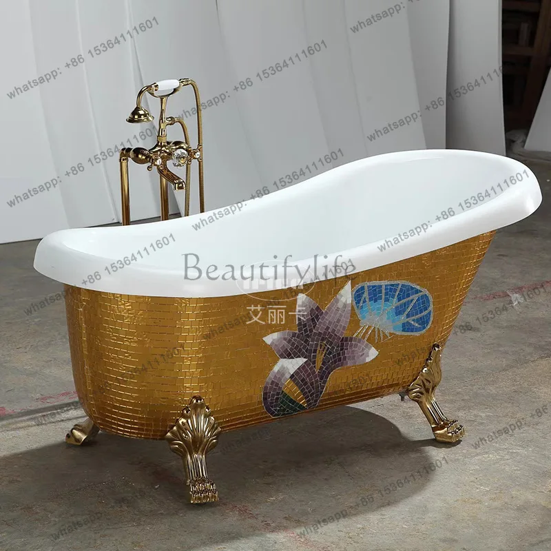 European classical golden bathtub four-foot floor-standing freestanding hotel villa bath
