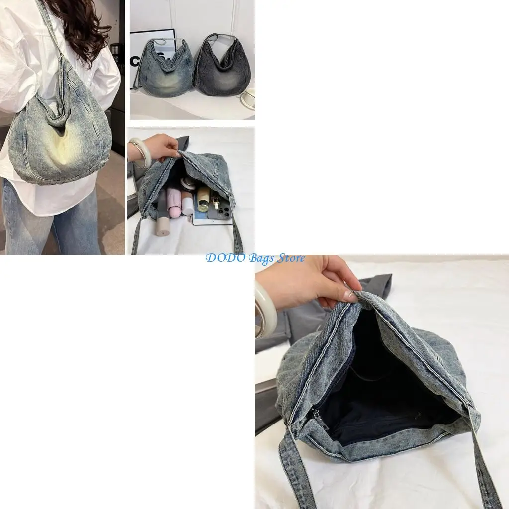 

Женская сумка через плечо, большая вместительная сумка-мессенджер, школьная сумка для студентов, сумка для покупок, джинсовая на