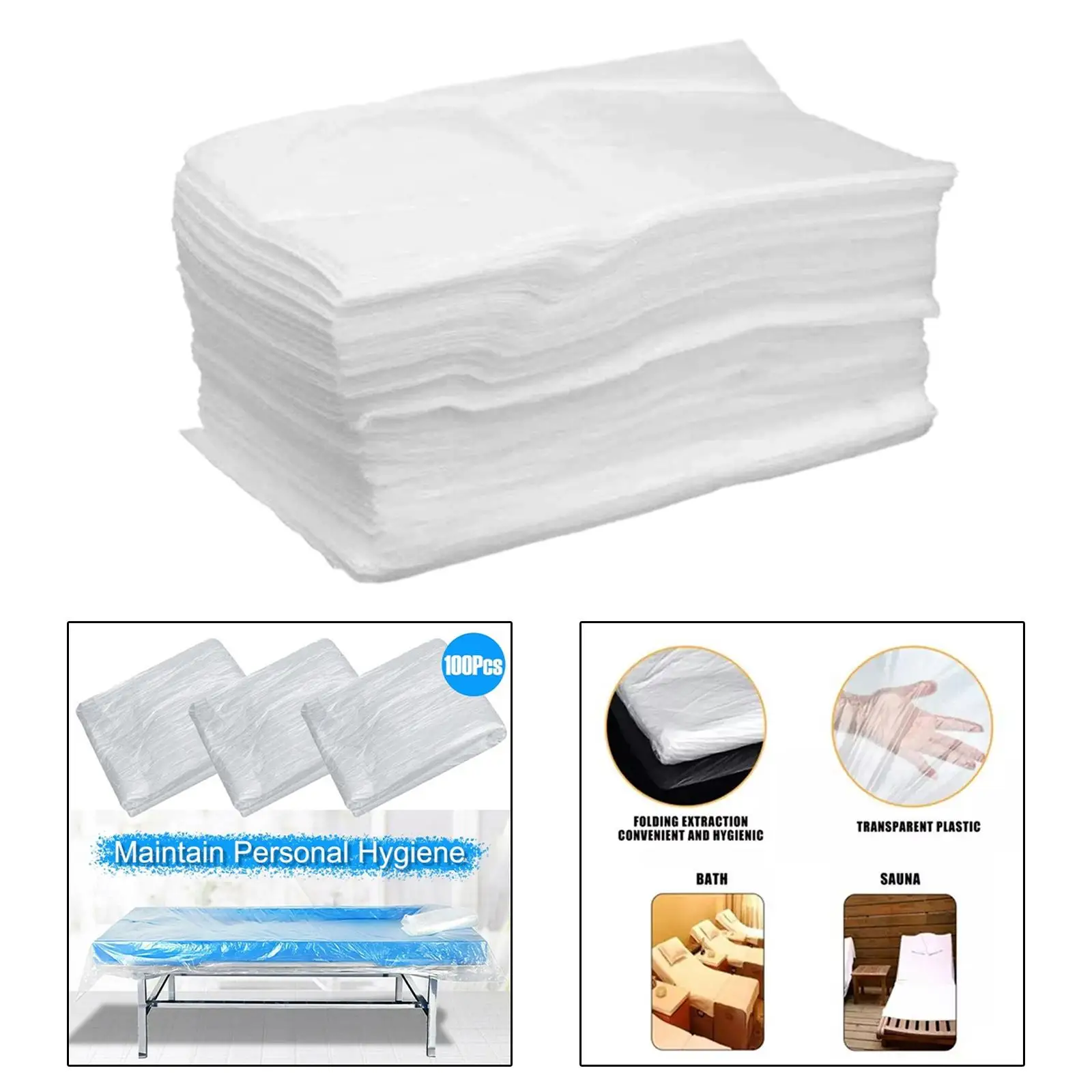 100x Disposable Massage Table Sheets Soft Waterproof SPA Bed Covers Protector for Beauty Salon Hotels Waxing Lash Bed 90Cmx180cm